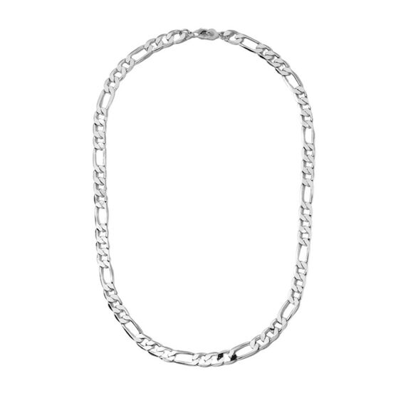 NEW 18K White Gold Plated Figaro 18" Chain / Layering Necklace - 18-inches - Picture 12 of 12